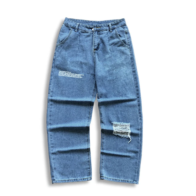 Privathinker High Street Ripped Hip Hop Mens Jeans 2020 Summer Wide Leg Man Loose Fashion Vintage Male Denim Pants Clothes | Мужская