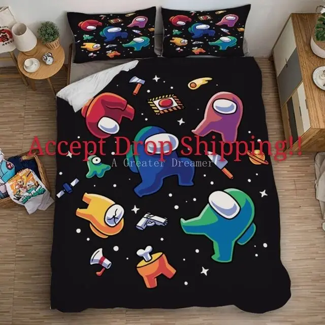 

Digital Print Among Us In Stock 24-Hour Delivery Children Fashion Bedding Sets Duvet Cover Pillowcase 2/3pcs