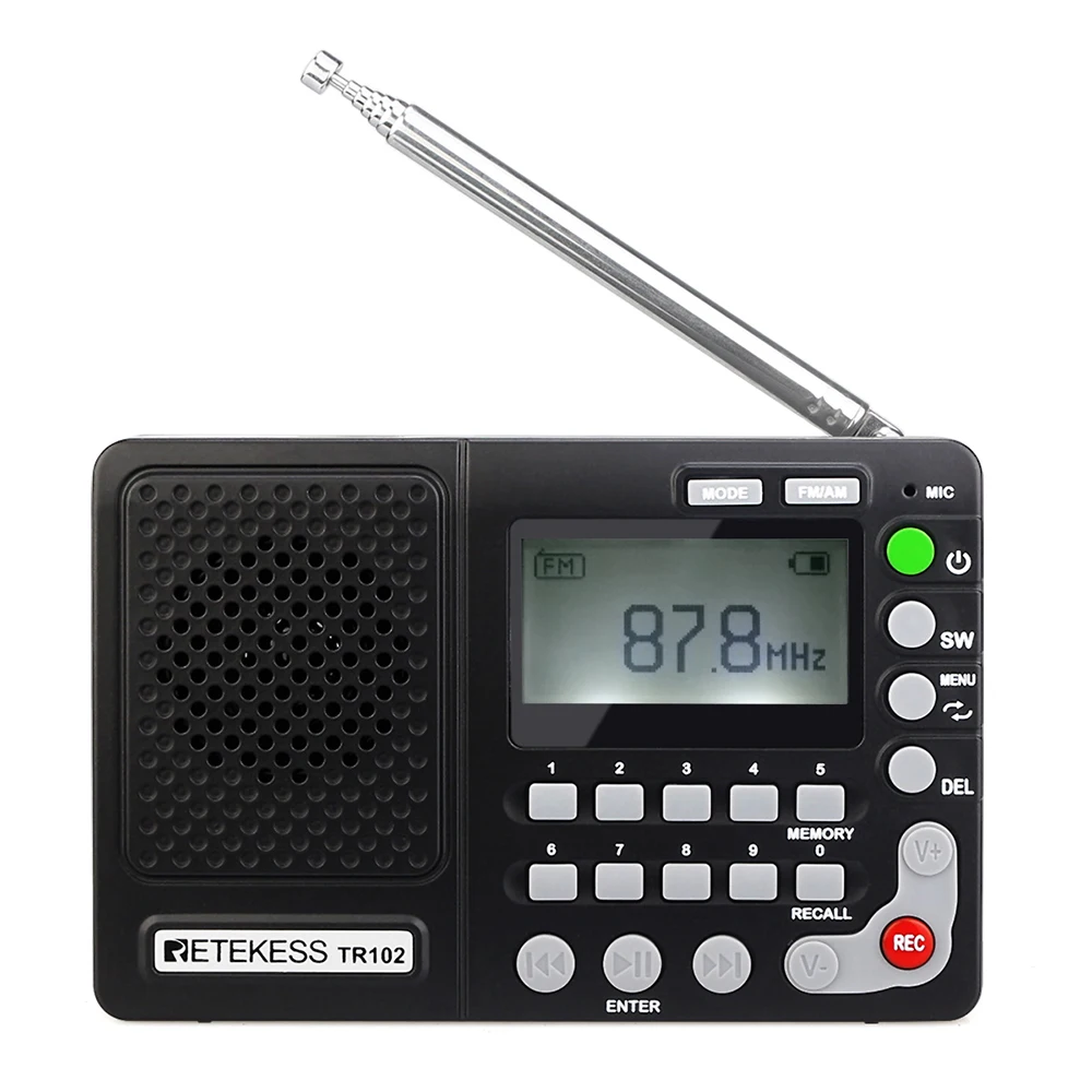 Retekess радио TR102 FM/AM/SW портативное радио карманное радио приемник с таймером сна mp3-плеер Поддержка TF карты# XJ30