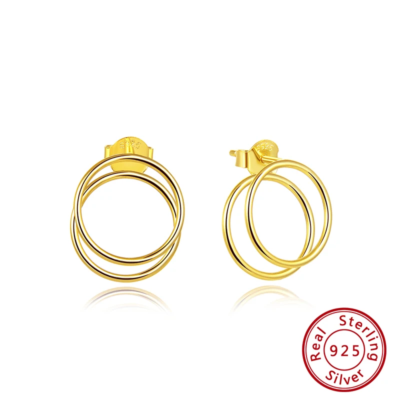 Gold Color ORSA JEWELS, изысканные 925 пробы серебряные серьги-гвоздики для женщин, последняя модель сережек, круглая форма, милые ювелирные изделия на каждый день, SE190 - Цвет камня: Gold Color
