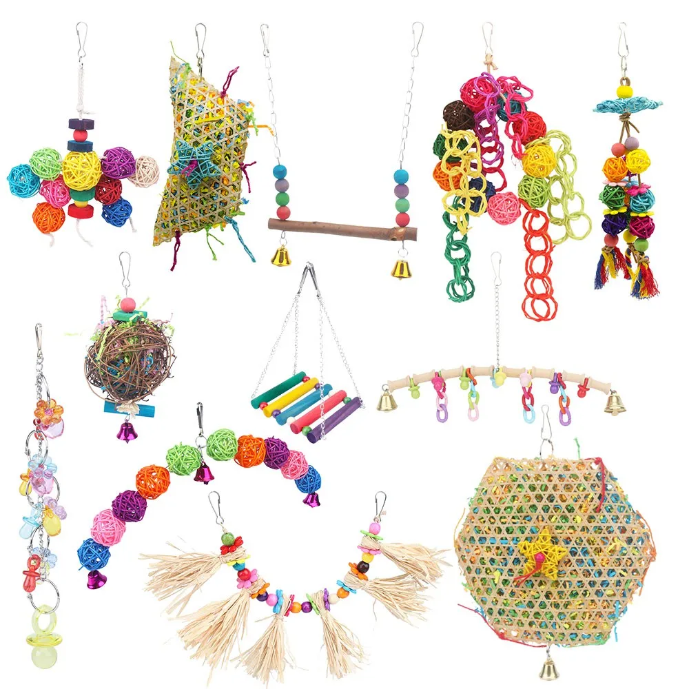 

Various Birds Parrots Toys Chewing Swing Perch Toys for Independent Play, Random Color