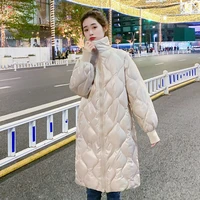 black cotton padded warm loose big size jacket womans parkas fashion new winter long sleeve solid color street all match coat