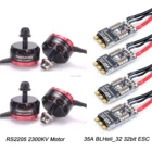 4 шт. 35A BLheli _ 32 BLheli 32bit ESC встросветодиодный ОД + 4 шт. RS2205 2205 2300KV бесщеточный двигатель для дрона QAV200 210 250 APEX 225 мм