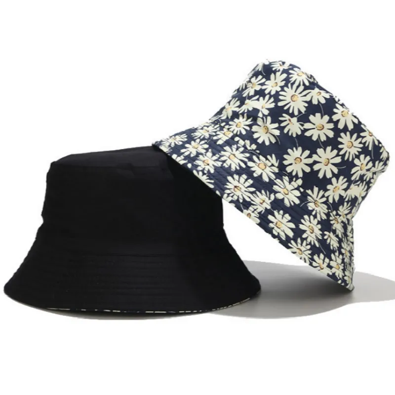 

Летняя женская шапка с цветочной хризантемой, двусторонняя хлопковая Панама с цветочным принтом, Весенняя Солнцезащитная Рыболовная Шапка...