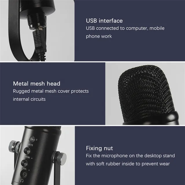 Metal Usb Mic Condenser Recording Microphone For Laptop Windows Cardioid  Studio Recording Vocals Voice Over,  Tik Tok - Microphones -  AliExpress