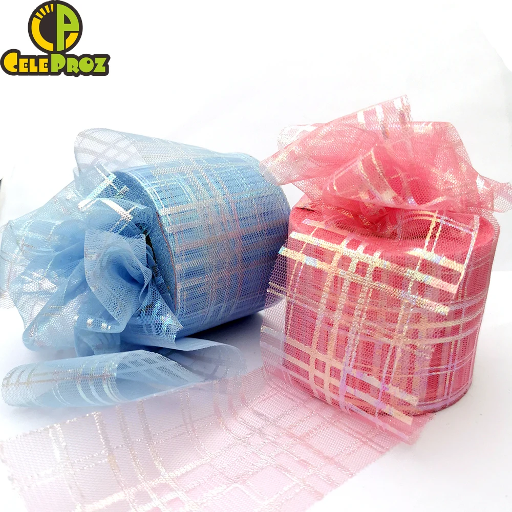 Тюлевая блестящая иллюзорная сетчатая ткань рулон 6 см 25 ярдов головная