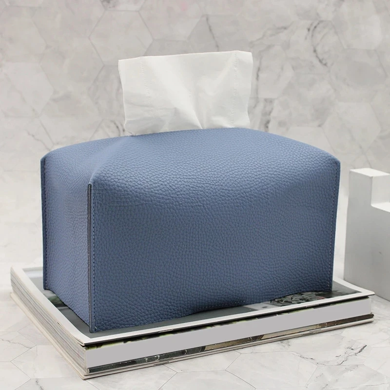 

Tissue Box Cover Soft Leather Foldable Handkerchief Box Napkin Holder For Living Room Kitchen Desktop Tissue Boxes
