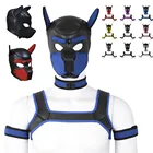 Сексуальная собака Фетиш взрослые игры пары SM флирт игры игрушки для эротических капюшонов БДСМ бондаж щенок игрушечные капюшоны резиновая маска для Мопса