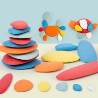 wooden montessori rainbow pebbles stacking wooden stone toys for children