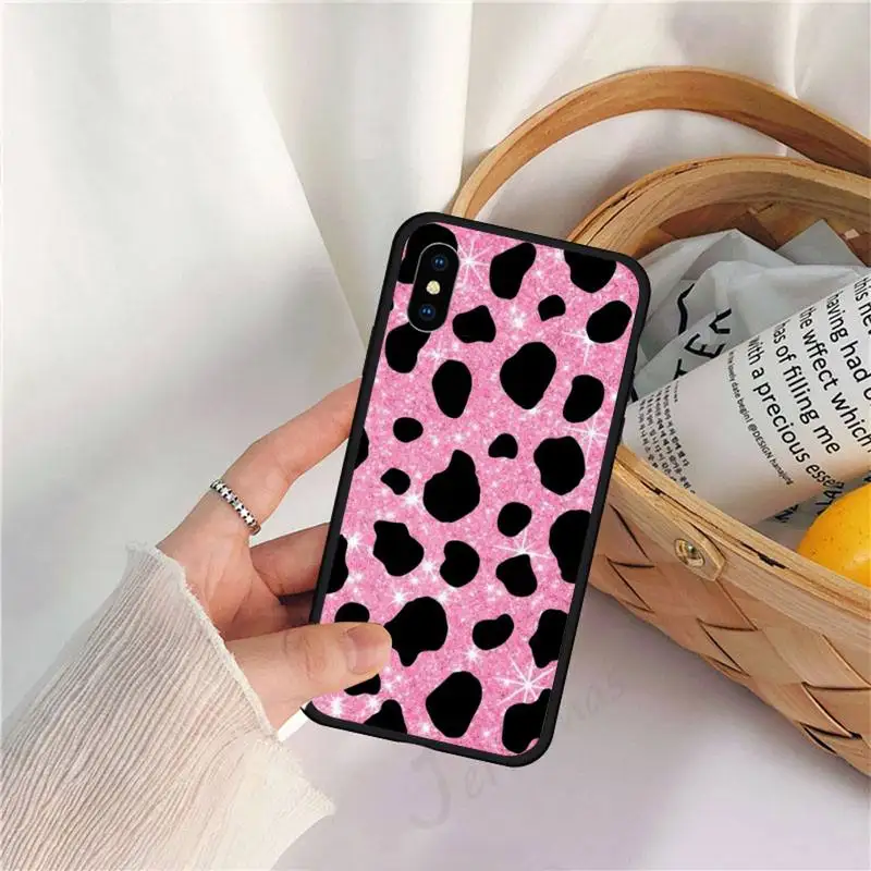 

Gold pink milk cow print pattern Phone Case for iPhone 11 12 mini pro XS MAX 8 7 6 6S Plus X 5S SE 2020 XR