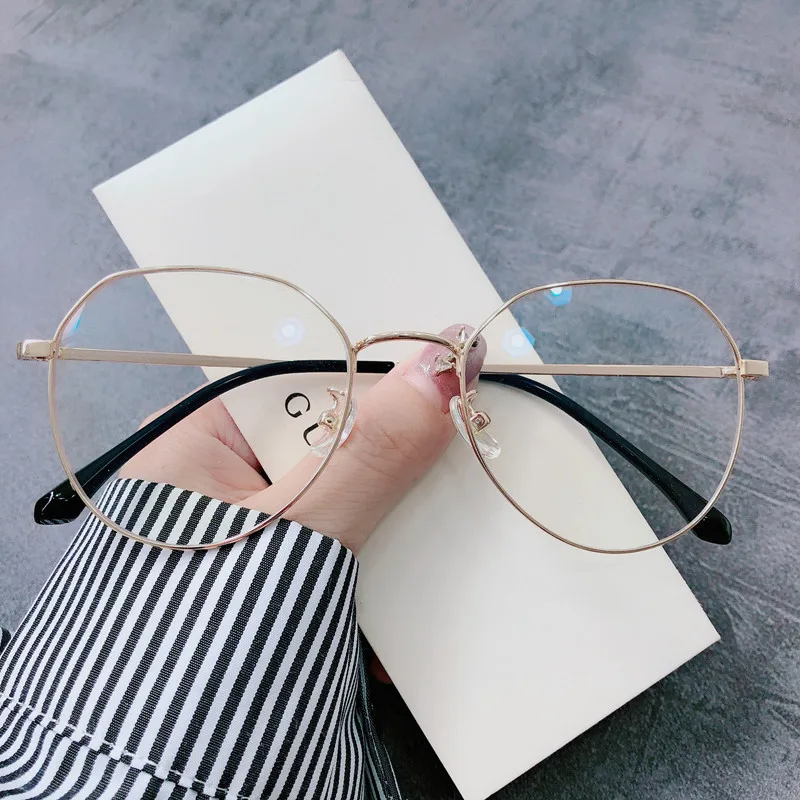 

BE2293 Anti blue glasses retro metal polygonal frame ultra light women's