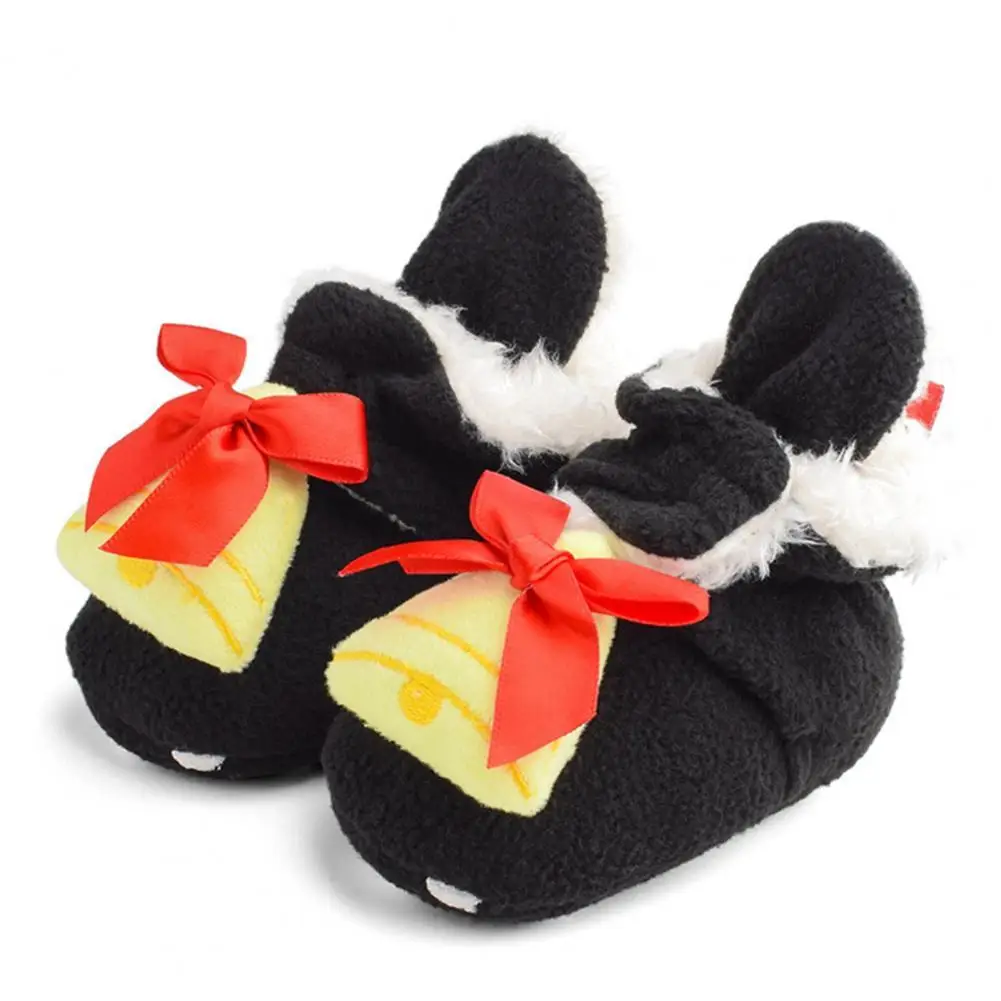 

1 Pair Windproof 4 Colors Wear Resistant Christmas Themed Toddler Winter Warm Cartoon Shoes Infant Slippers for Spring