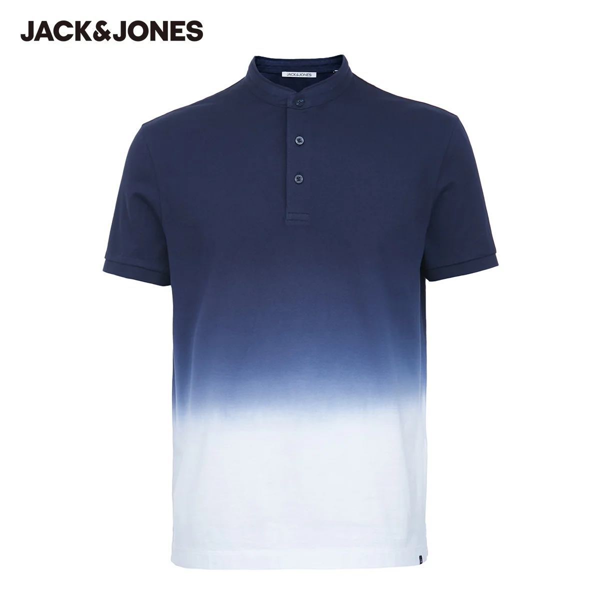 

JackJones Men's 100% Cotton Regular fit Gradient Stand-up collar Polo Shirt|220206504
