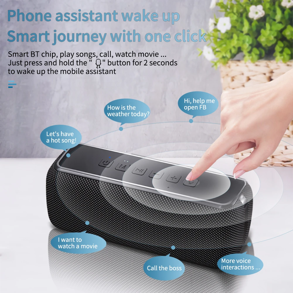 Cyboris 60W Speaker Type-C Charging Port TF Micro SD Card AUX In 6600mAh Capacity Battery Portable TWS Pairing Speakers - купить по