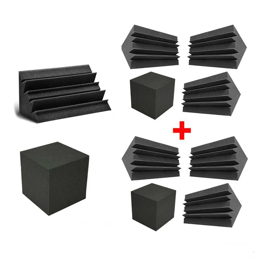 

BEIYIN [2 Set] 7â€œ Acoustic Corner Bass Traps Blocks Foam Recording Booth Studio Sound Deadening Equipment Accessories [4pcs/Set]