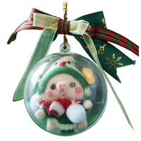christmas plush doll ornament with transparent ball birthday present dwarf doll night light new year christmas pig hanging decor