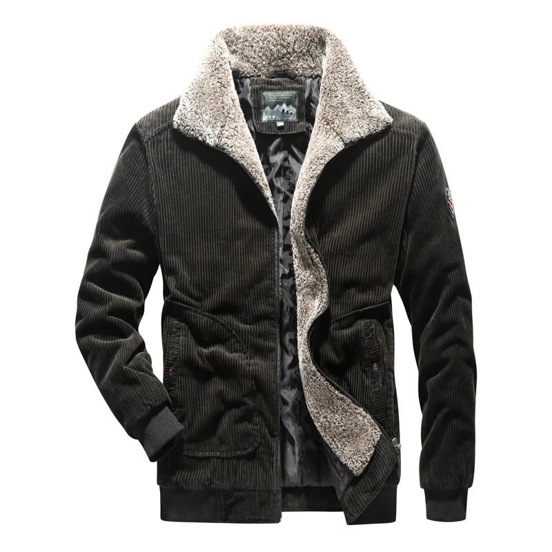 

Winter Fashion Men Slim Short Warm Jacket Lining Plush Jacket Men Thick Lamb Collar Corduroy Cotton Coat Jacket Plus Size 4XL