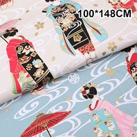 japanese geisha design printed fabric bronzing fabric for diy sewing patchwork diy bag kimono cheongsam craft quilting material