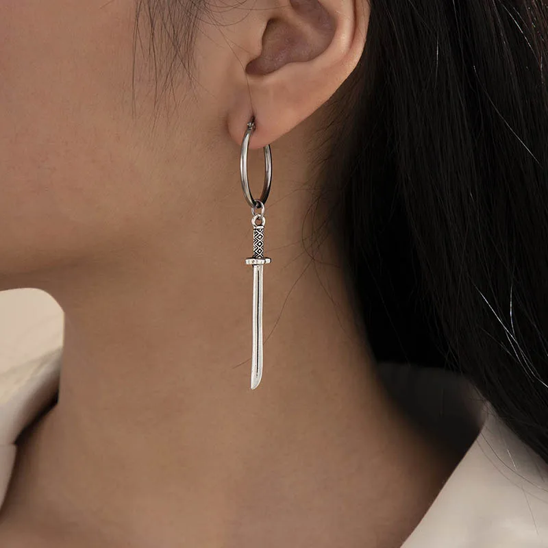 Серьги-подвески в винтажном стиле женские креативный дизайн сплав нож катана меч