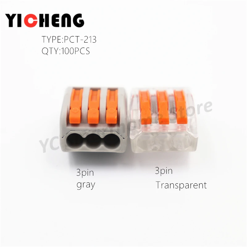 100 шт. Универсальный Компактный проводной соединитель 3 контактный клеммный блок