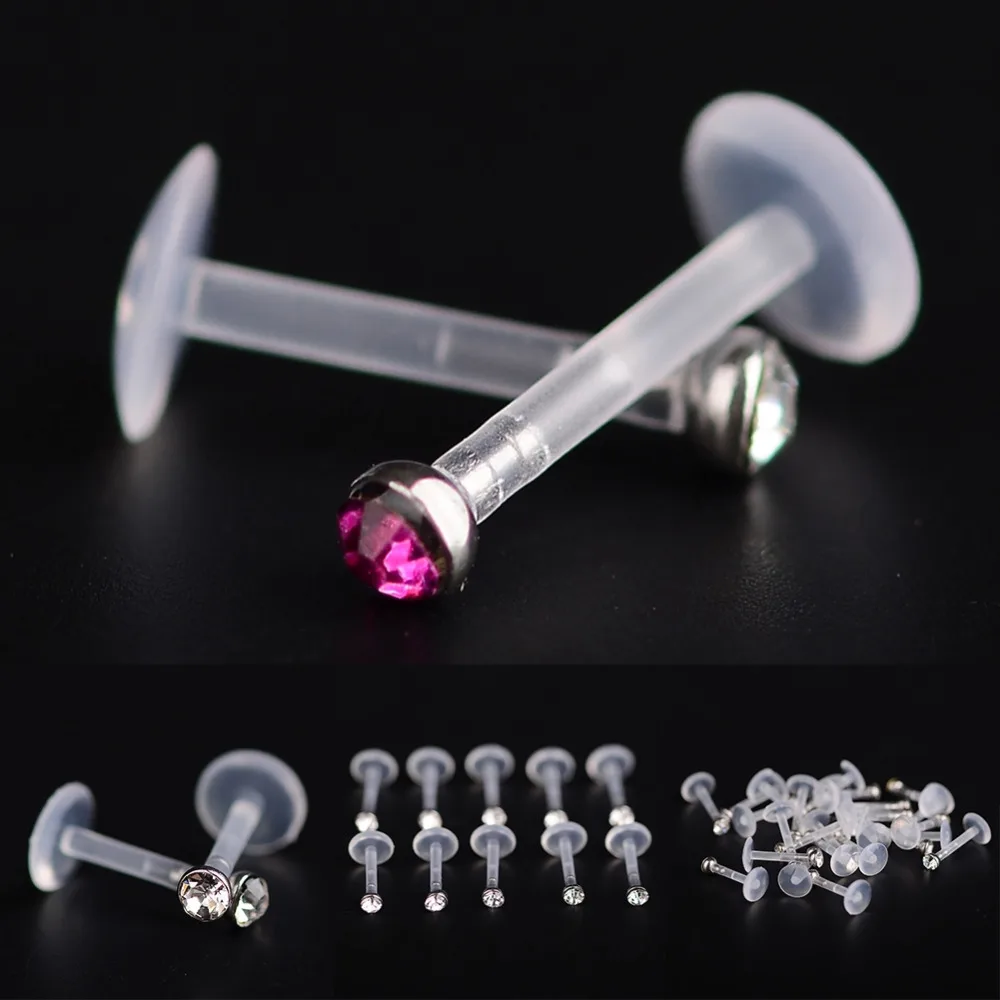 Imixlot 5 шт. Мода Круглый Циркон CZ 316l сталь и PTFE Labret губы бар кольцо пирсинг для хрящевой части уха Tragus сексуальная девушка ювелирные изделия 16 г