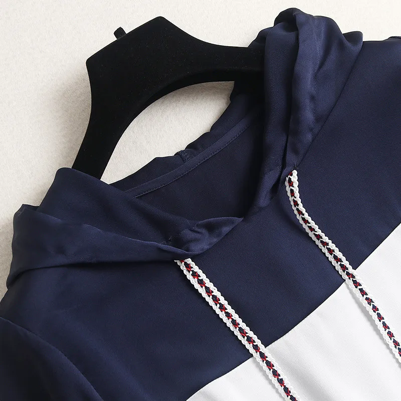 

Fashion Summer Women's Tracksuit 2 Piece Sets Outfits Casual Short Sleeve Color Block Hooded Top and Pants Suit Female Clothing