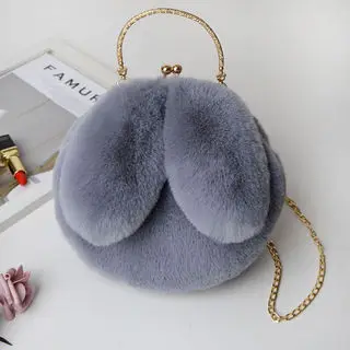 Cute Fashion Imitation Rabbit Plush Bunny Ear Metal Clip Bags Handbags Woman Street Wild Chain Shoulder Messenger | Спорт и
