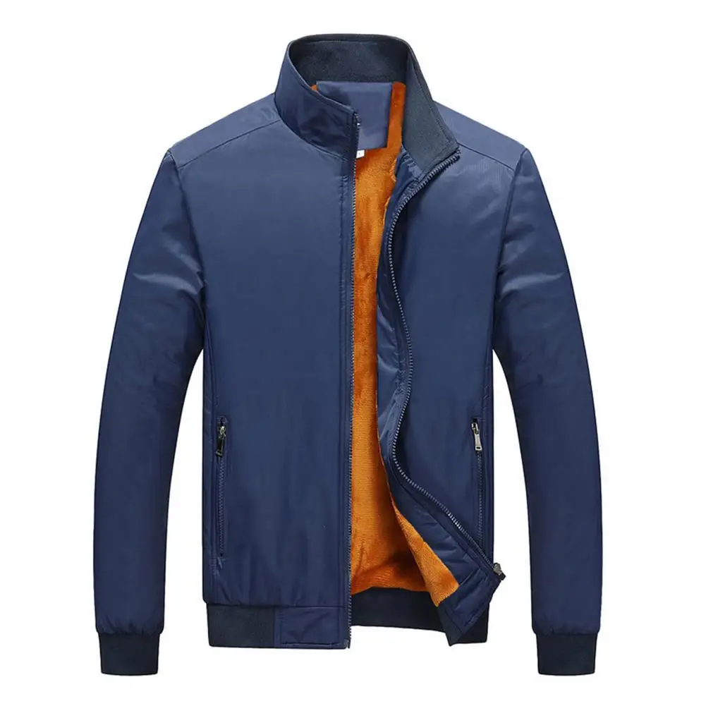 

Мужская однотонная куртка на молнии, с воротником-стойкой