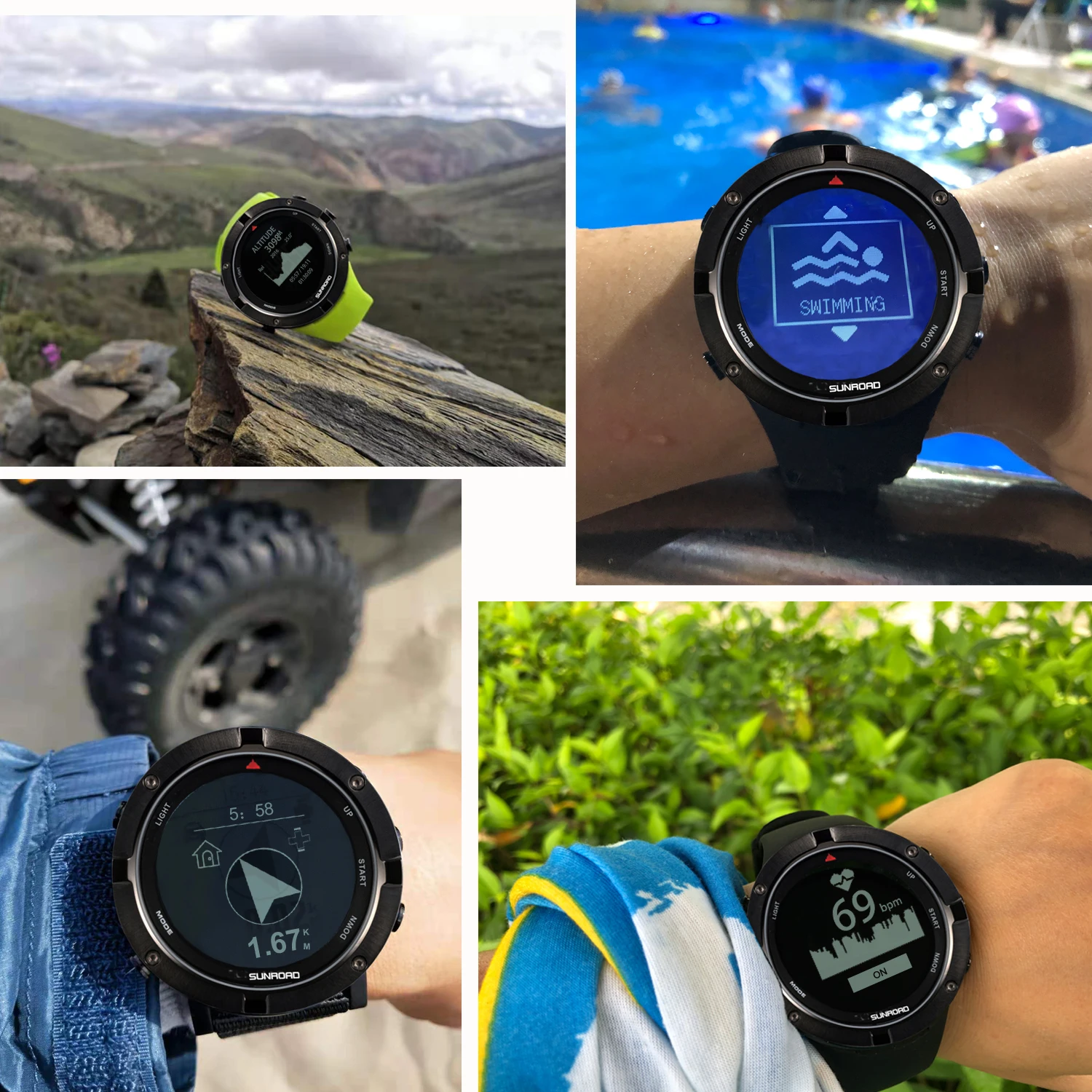 Смарт-часы Sunroad спортивные цифровые с GPS альтиметром компасом барометром
