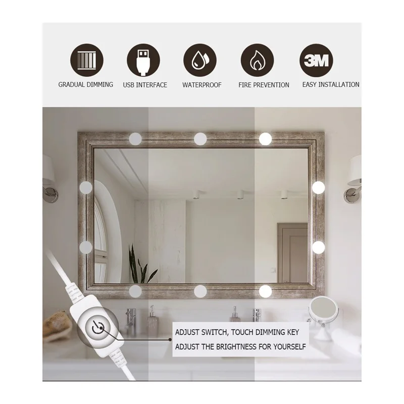 OUFULA Vanity светильник Голливуд USB косметическое зеркало лампа светодиодный