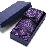 new design paisley tie set for fashion men quality silk tie hanky cufflinkss necktie jacquard woven tie for wedding in gift box
