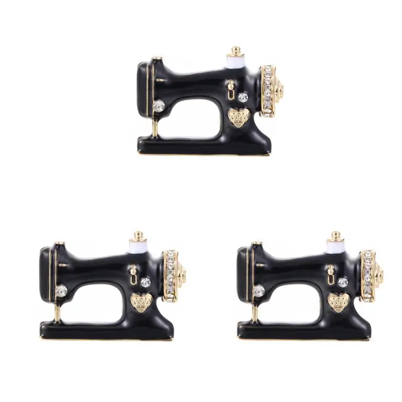3 Pcs Creative Brooch Alloy Sewing Machine Pattern Rhinestone Decor Drip Oil Breastpin Funny Badge for Women Ladies Party | Украшения и