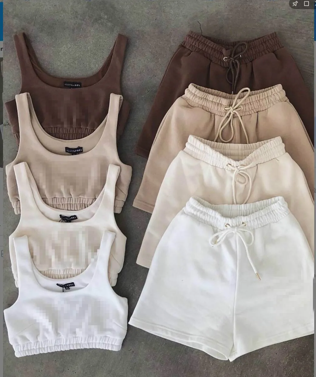

Athletic casual running women's two piece shorts top bottom