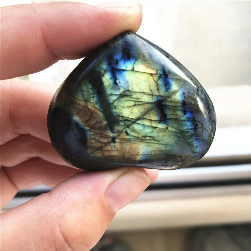 Красивый цвет натуральный лабрадорит сердце кристалл необработанный