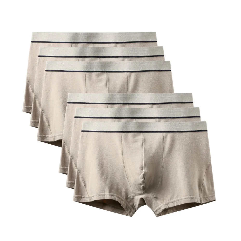 6Pcs A0582 Khaki 6 шт./лот, новинка, высокое качество, Mr трусы, модные, сексуальные, брендовые, U выпуклые трусы, мужские, размера плюс, боксеры, шорты, большой размер, нижнее белье - Цвет: 6Pcs A0582 Khaki