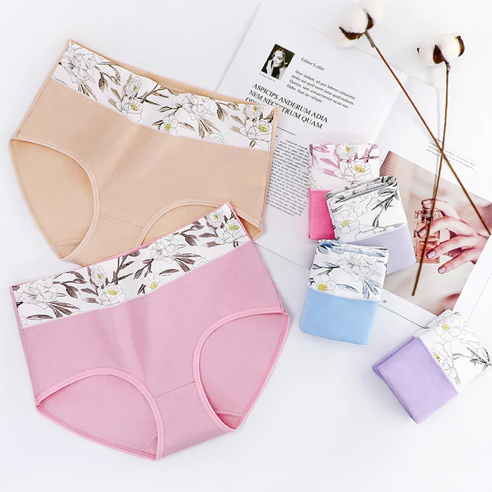 Женское привлекательное нижнее белье с принтом кружевные трусики завышенной