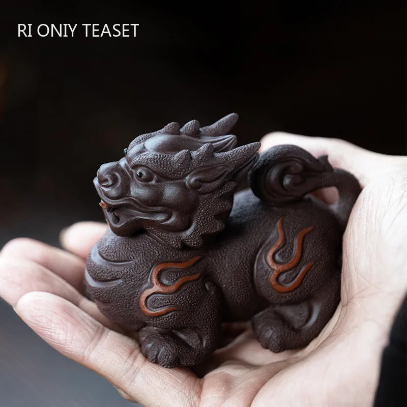 

Purple Clay Tea pet Lucky Animal Tea Figurine Desktop Ornaments Handmade Sculpture Crafts Home Tea Set Decoration Art