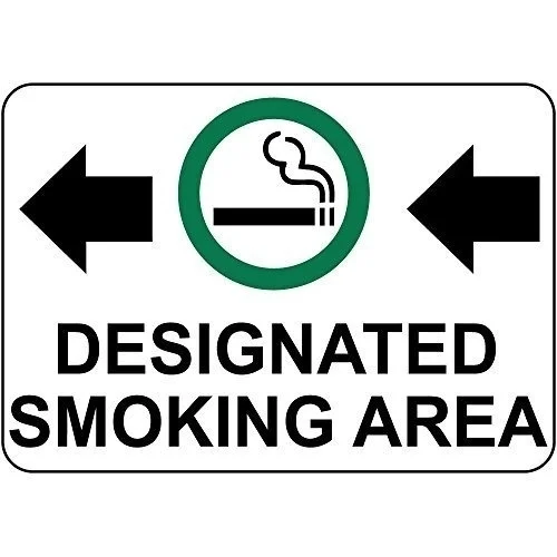 

Designated Smoking Area W Left Arrow Metal Tin Sign Poster Aluminum Sign Decor For Home Bar Diner Pub 8x12 inch