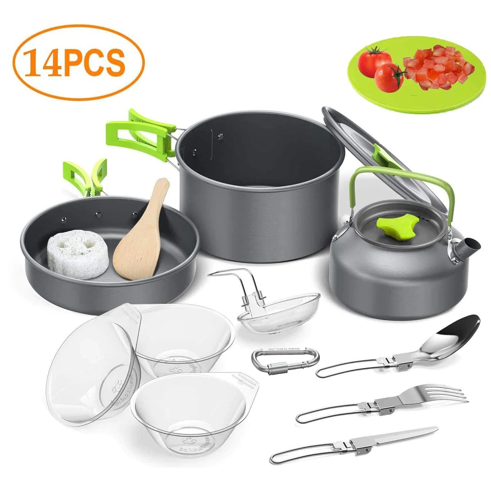 

Outdoor Camping 캠핑용품 Hiking Cookware Backpacking Cooking Picnic Bowl Pot Set Stainless Steel Cook Set Camping Equipment