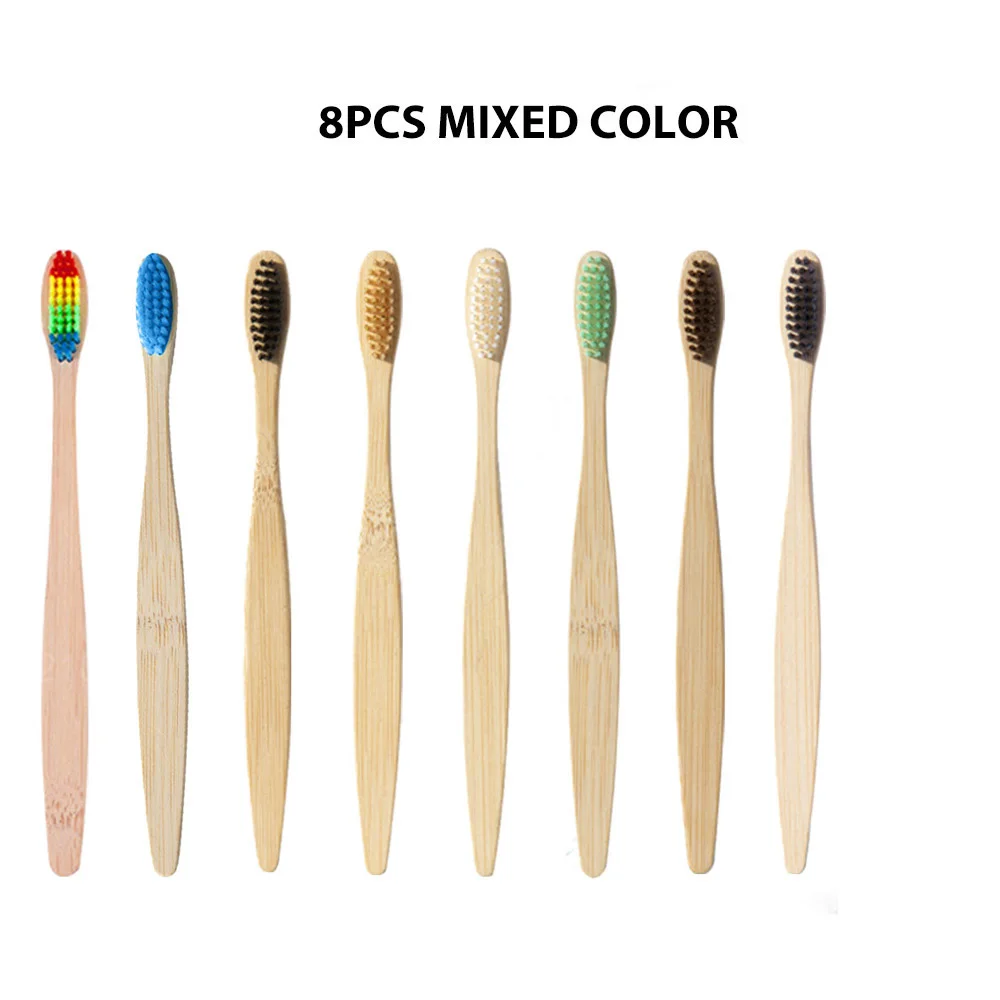 8pcs mixed color 10 шт./компл. окружающую среду с бамбуковым древесным углем Зубная щётка es для гигиены полости рта с низким содержанием углерода средней зубные щетки с мягкой щетиной для деревянной ручкой Зубная щётка - Цвет: 8pcs mixed color