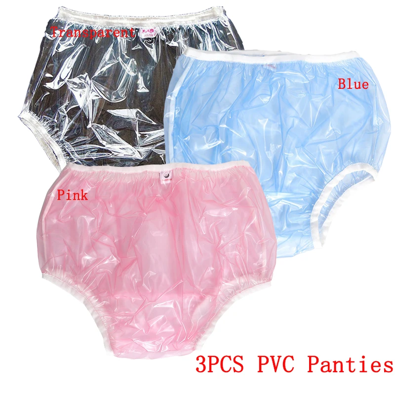 3PCS ABDL adult diaper pvc reusable baby pant diapers onesize plastic bikini bottoms DDLG adult baby new underwear blue diapers