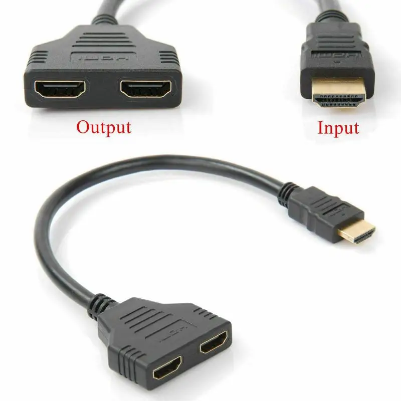 

1PC HD-MI Compatible 2 Dual Port Y Splitter HD 1080P V1.4 Male To Double Female Adapter Cable 1 In 2 Out Converter Connect Cable