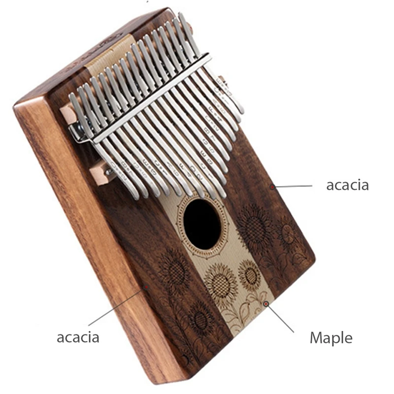 

HLURU Kalimba 17 Key Acacia + Maple Sunflower Keyboard Thumb Piano Chamfer Calimba Musical Instruments Keyboard