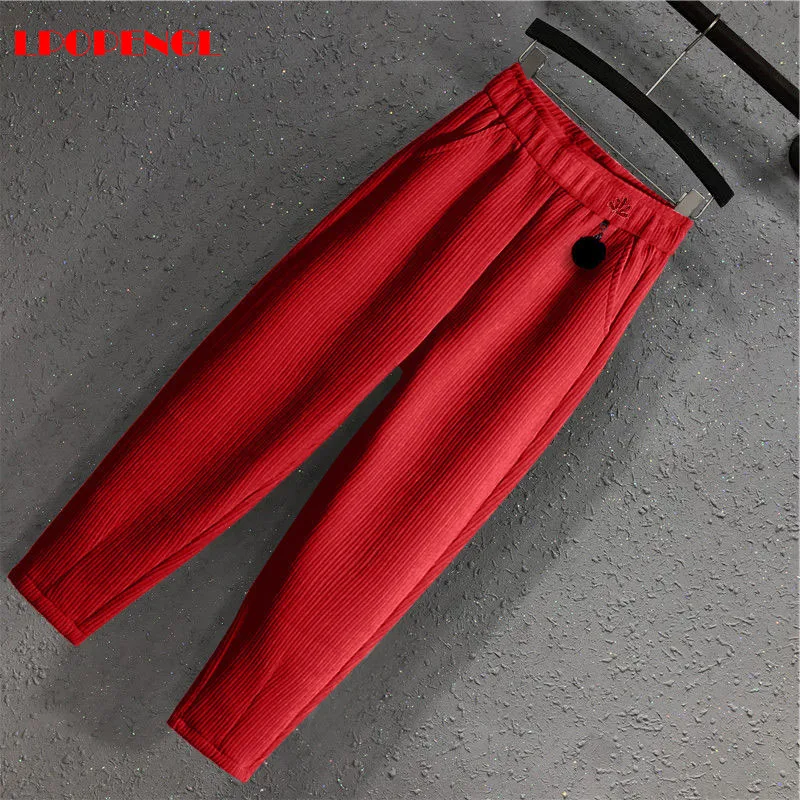

Autumn New High Waist Loose Casual red Straight pants Trousers Women Harajuku Ropa Mujer Pants Korean Woman Clothes