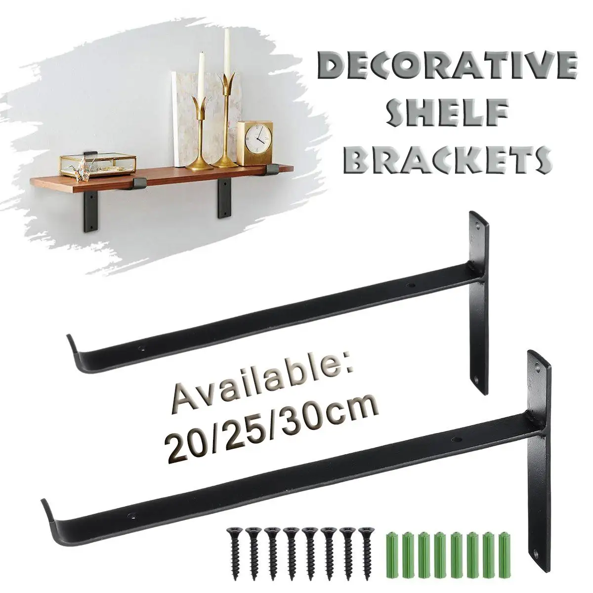 

2Pcs Wall Mounted Iron Shelves Heavy Duty Industrial Deco Angle Bracket Corner Brace Support Desk Shelf Furniture Holder