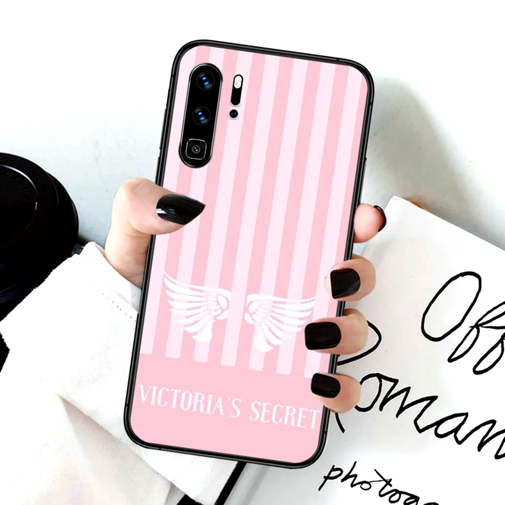 

Pink VS Luxury Fashion Phone Case For Huawei P Mate Smart 10 20 30 40 Lite Z 2019 Pro black Coque Fashion Cell 3D Cover Luxury