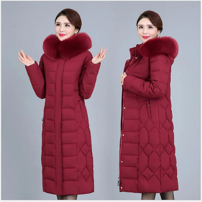 

Hot sale Women winter jacket Artificial fur collar cotton-padded Middle-aged jacket outerwear winter coat female parka 6XL R791