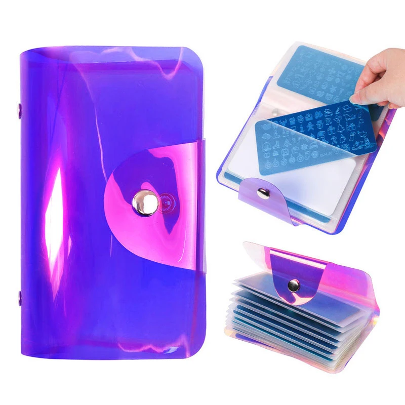 

20Slots Fashion Nail Template Holder Large Rectangular Stamp Plate Organizer Convenient Portable Nail Template Bag Manicure Tool