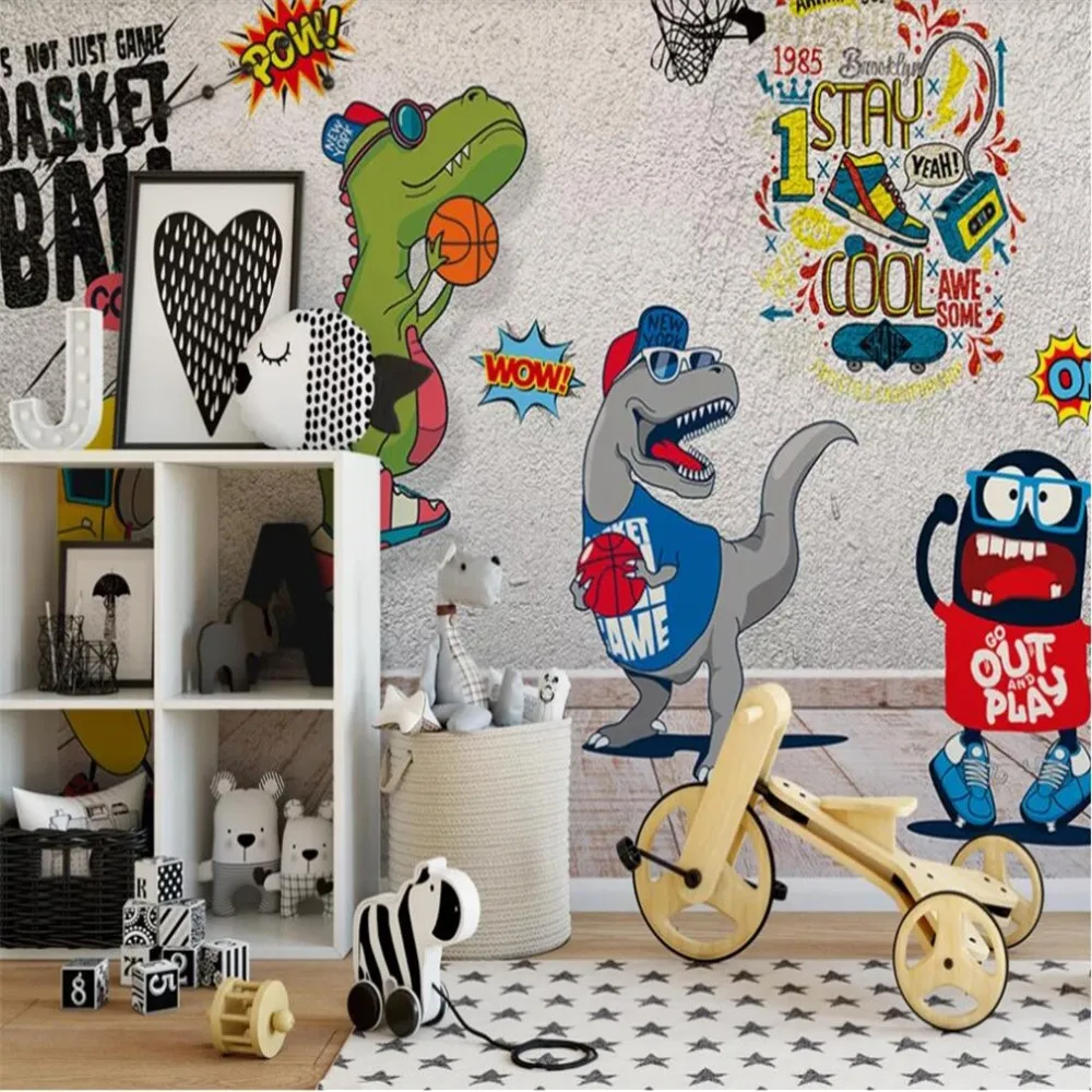 Объемные фотообои на заказ модное настенное покрытие с мультяшными животными