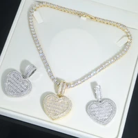 large big 40mm heart charm pendant with full cz set bling bling iced out hip hop necklace for women lady party punk jewelry gift